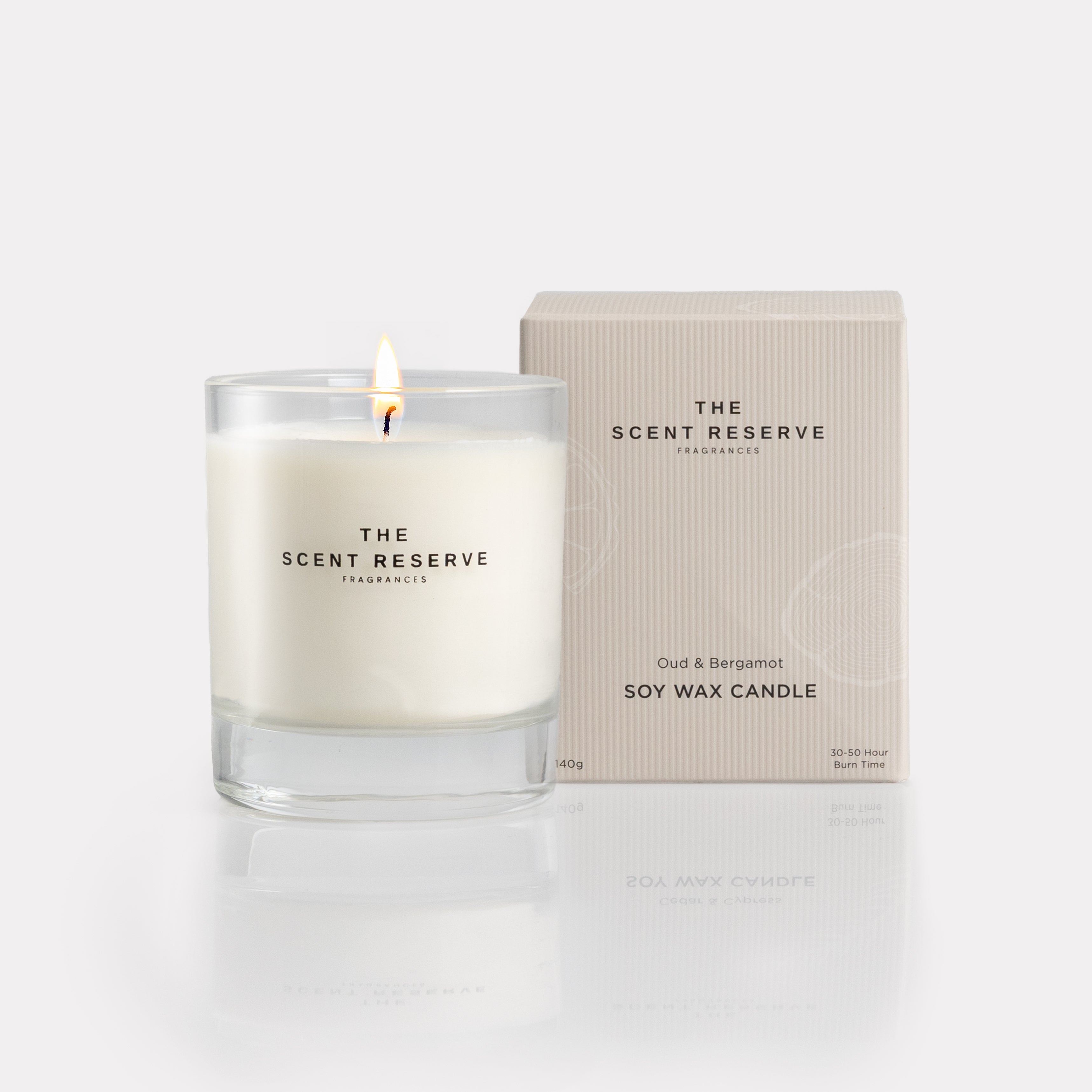 The Scent Reserve bougie parfumée oud bergamote cire soja
