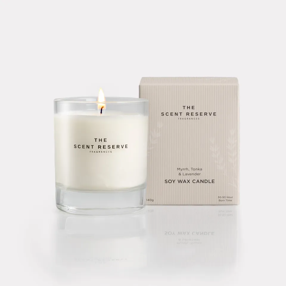 The Scent Reserve Bougie Cire de Soja Myrrhe Tonka Lavande