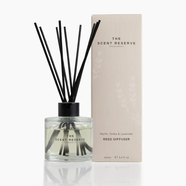 The Scent Reserve diffuseur bâtonnets myrrhe tonka lavande