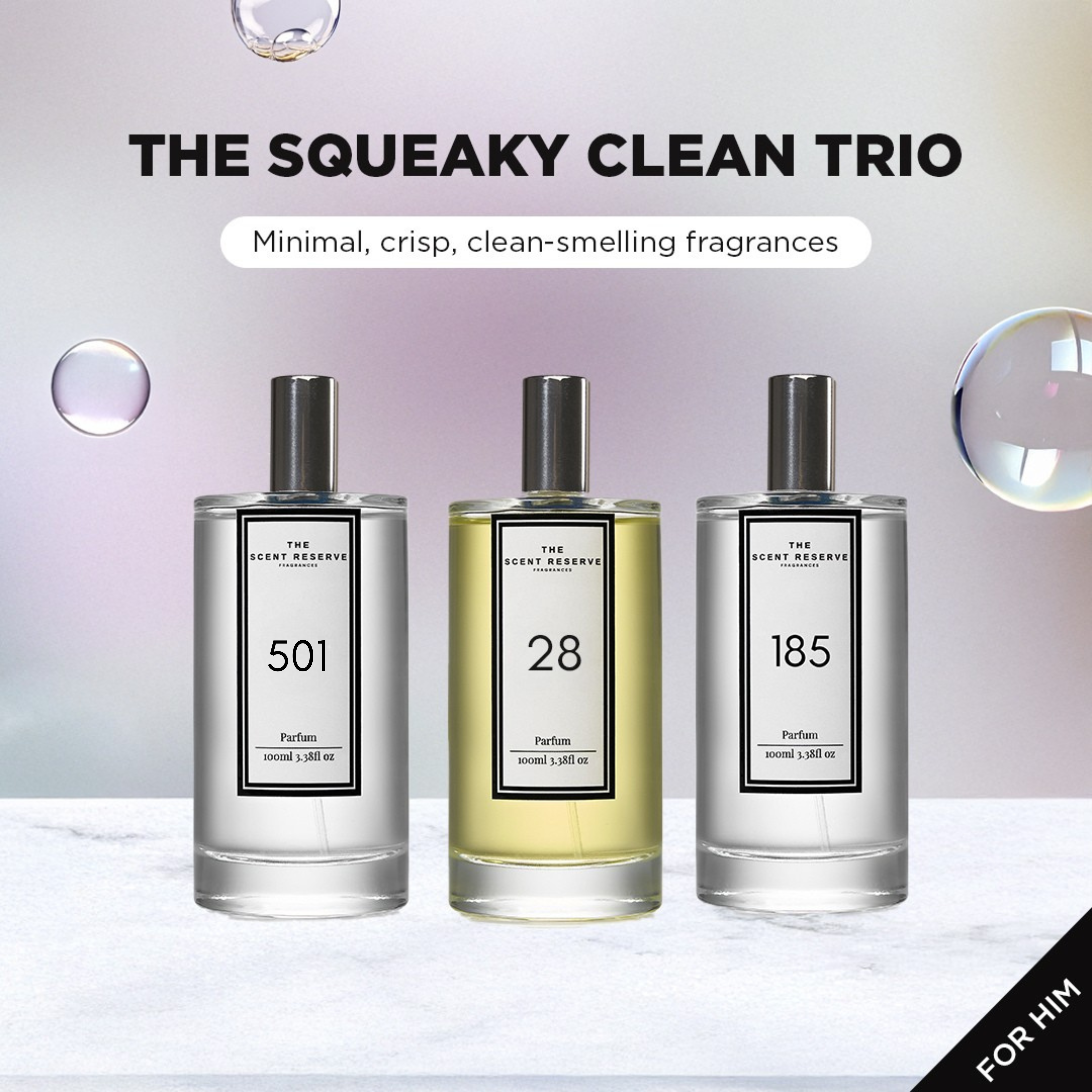 The Scent Reserve Squeaky Clean Trio parfum homme 3 flacons frais