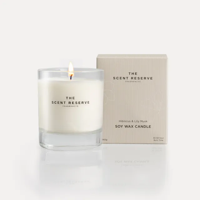 The Scent Reserve Hibiscus Lily Musk bougie parfumée florale