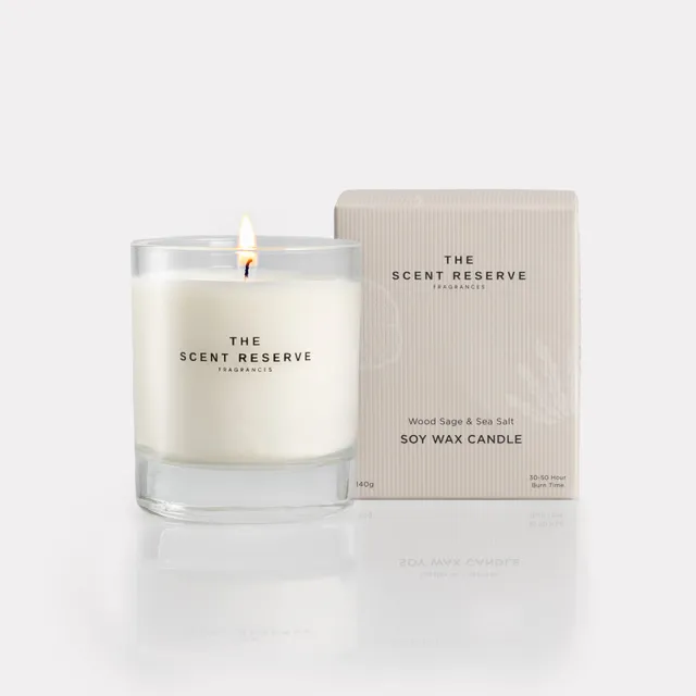 The Scent Reserve Wood Sage bougie soja sel marin