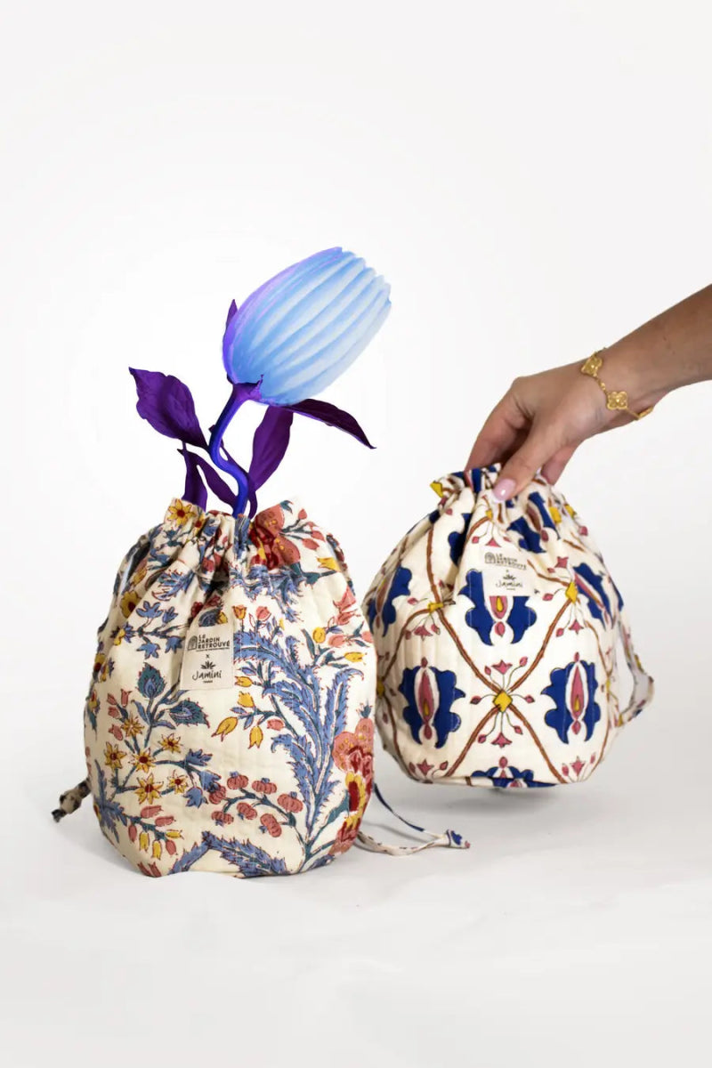 Le Jardin Retrouvé x Jamini pochon voyage motif floral