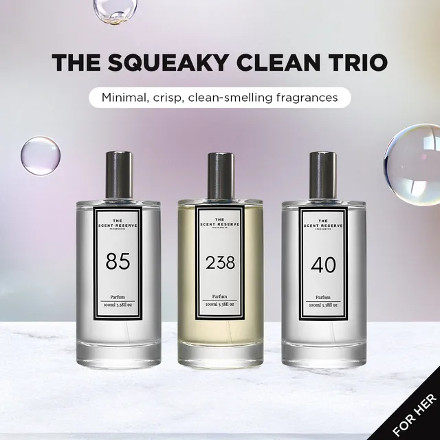 The Scent Reserve Trio parfum femme propre musc blanc cadeau