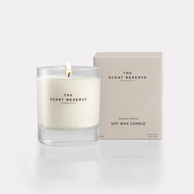 The Scent Reserve Soy Wax Candles Rose & Praline Bougie Cire Soja Rose