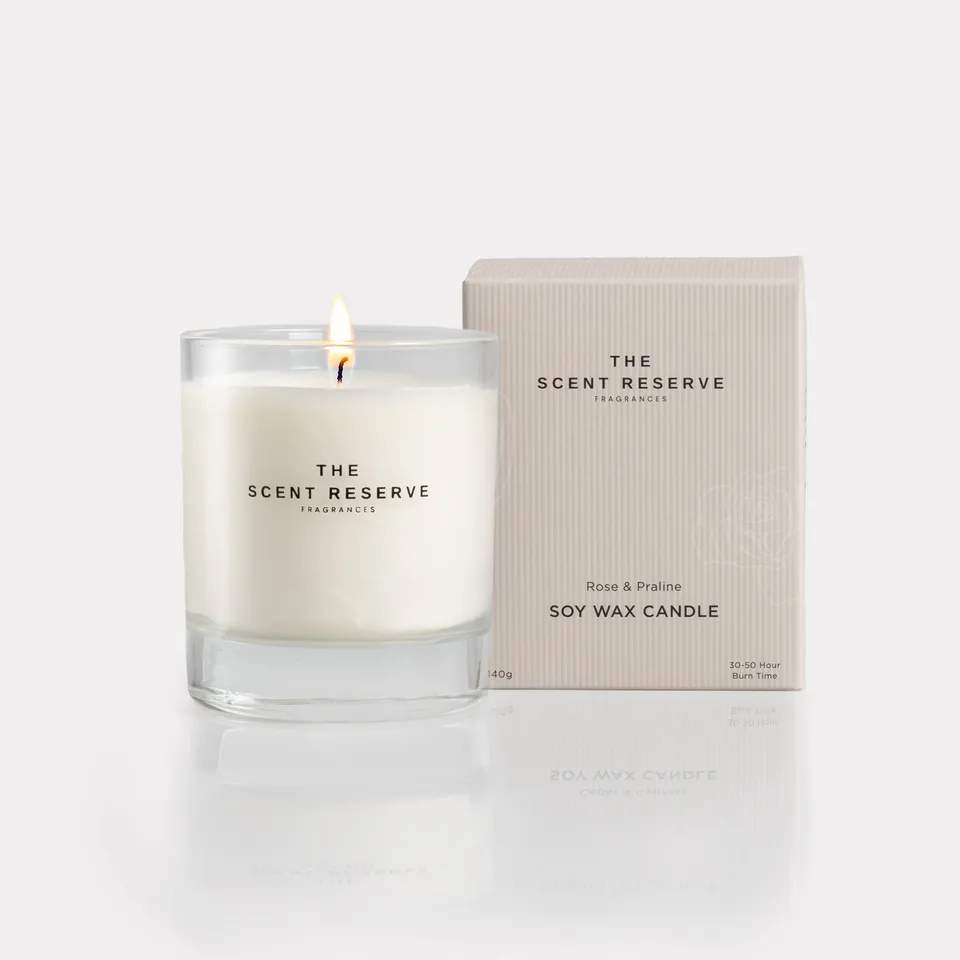 The Scent Reserve Soy Wax Candles Rose & Praline Bougie Cire Soja Rose