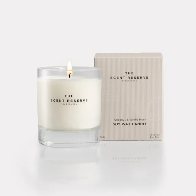 The Scent Reserve Coconut Vanilla Musk bougie soja vanille
