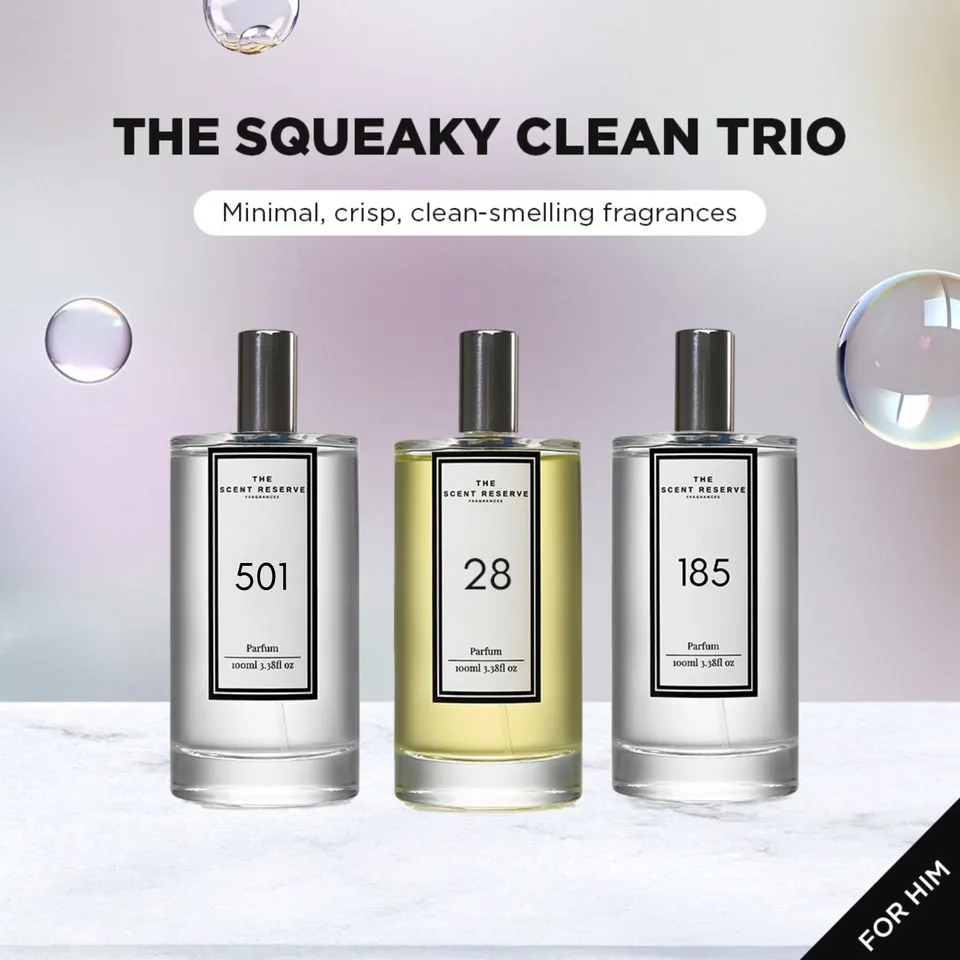 The Scent Reserve Squeaky Clean Trio parfum homme 3 flacons frais